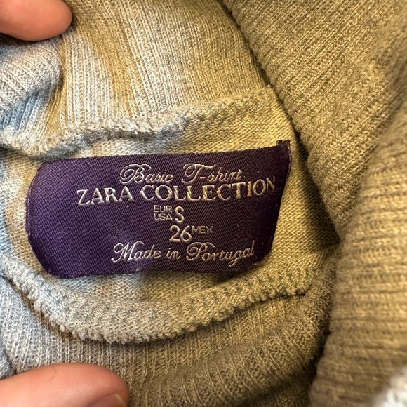 Zara Gray cap sleeve turtleneck cotton cozy knit sweater top women's size Small - Picture 3 of 7